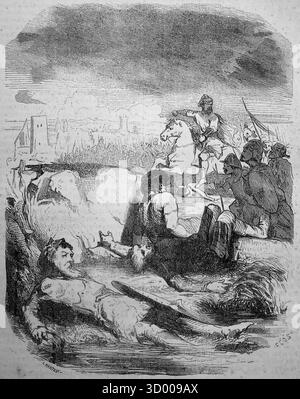 Die Belagerung von Paris durch die Normannen von 845. . Stich, 19. Jahrhundert. Stockfoto