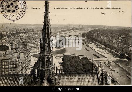 Paris, 4. Arrondissement französisches Departement : 75 - Region Paris : Ile-de-France Vintage-Postkarte. Ende des 19. Bis Anfang des 20. Jahrhunderts Stockfoto