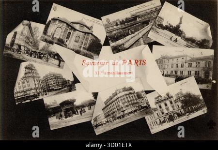 Paris, 12. Arrondissement französisches Departement : 75 - Region Paris : Ile-de-France Vintage-Postkarte. Ende des 19. Bis Anfang des 20. Jahrhunderts Stockfoto