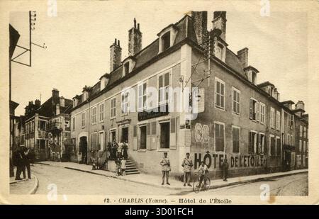 Chablis, Hôtel de l'Etoile französisches Departement: 89 - Region Yonne: Bourgogne-Franche-Comté (früher Bourgogne) Vintage-Postkarte. Anfang des 20. Jahrhunderts Stockfoto