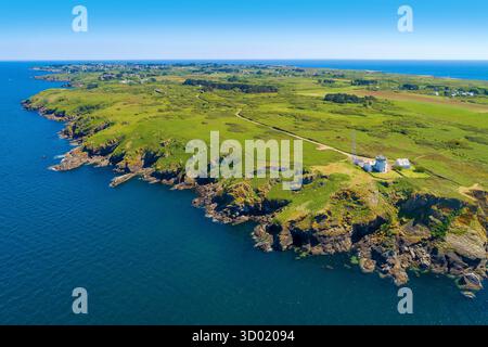 Frankreich, Morbihan, Groix Island, der Norden der Insel, vom Himmel gesehen, über dem BEG-Melen Semaphore (aus der Luft) Stockfoto