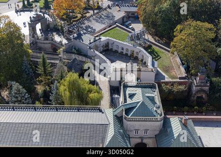 Tschenstochau, Polen - 18. Oktober 2024: Aus der Vogelperspektive der Eingangstore führt zum barocken Klosterkomplex Jasna Gora aus dem 14. Jahrhundert, berühmte Wallfahrt Stockfoto