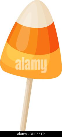 Halloween Candy Mais Lutscher flach Vektor Stil. Festliche dekorative Süßigkeiten. Halloween, gruseliger Oktoberurlaub. Trick or Treat Night. Für Partyeinladungen, Poster, Grußkarten, Aufkleber. Stock Vektor