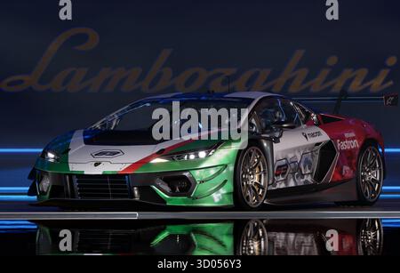 Der Temerario GT3 ist der erste GT-Rennwagen, der vollständig von Automobili Lamborghini entwickelt und entwickelt wurde Stockfoto