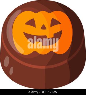 Halloween Bonbons Jack o Laterne. Flacher Vektorstil. Festliche dekorative Süßigkeiten. Halloween, gruseliger Oktoberurlaub. Trick or Treat Night. Für Projekt, Partyeinladung, Poster, Grußkarte, Aufkleber. Stock Vektor