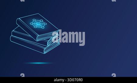 Bücher Bildung Lernen Sie Blueprint Wissenschaft Studium Chemie Konzepte Zukunft Innovation. Stapel von Büchern Lernen Bildung Stock Vektor
