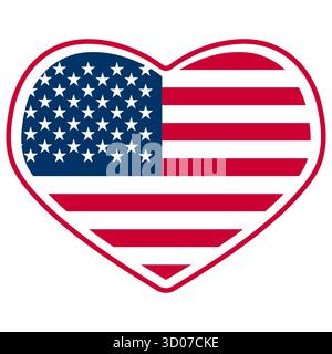 Die Herzform der amerikanischen Flagge symbolisiert den Patriotismus und die Liebe zu den usa Stock Vektor