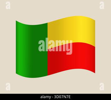 benin Wavy Flag Vektor Illustration. Modernes, lebendiges Flaggenemblem in authentischen Nationalfarben. Isolierte Vektorkonstruktion. Stock Vektor