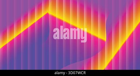 Abstrakter geometrischer Hintergrund mit leuchtenden Farbverlaufsstreifen und abgewinkelten Formen. Stock Vektor