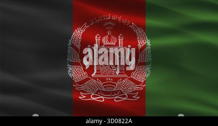 Afghanische Flagge mit Stoffstruktur. Realistische Flagge Afghanistans winkt Stockfoto