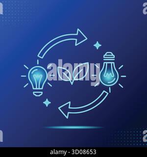 Umweltfreundliche Stromerzeugung, nachhaltige Entwicklung, Konzept für grüne Energie, Illustration der Kreislaufwirtschaft, Umweltschutz, effiziente Ressourcen Stock Vektor