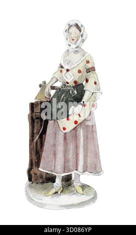 Trachten nach Porzellanfiguren in Deutschland und Österreich, Rokoko, Wien und Nymphenburg, 1760, Historisch, authentisch, digital restauriert Reprod Stockfoto