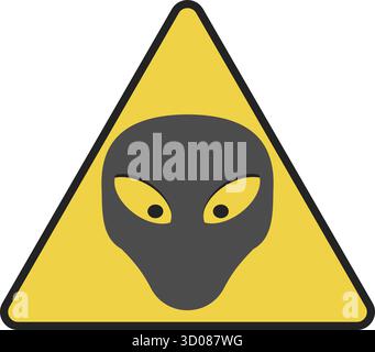 Bild eines Außerirdischen in einem dreieckigen Warnschild. Stock Vektor