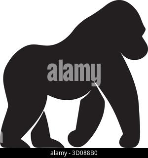 Starke Gorilla Silhouette Vektor-Icon, Leistungsstarkes Ape Logo Design, Wild Animal Maskottchen Stock Vektor