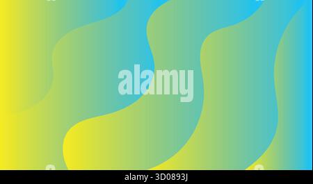 Abstrakter Hintergrund mit fließenden gelben und türkisfarbenen Verlaufswellen. Stock Vektor