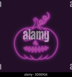 Pink Neon Kürbis Clipart, Pinkoween Halloween Stock Vektor