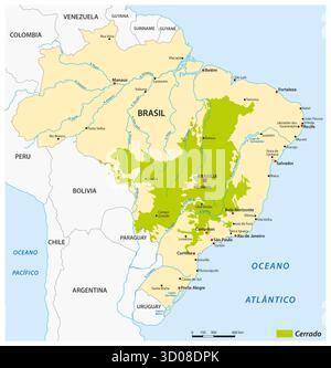 Karte des brasilianischen Cerrado-Ökosystems Stockfoto