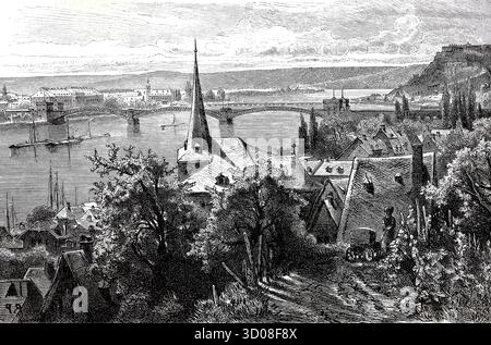 Koblenz, mit Blick auf das königliche Residenzschloß, 1890, Rheinland-Pfalz, Deutschland, Historisch, authentisch, digital restaurierte Reproduktion V Stockfoto