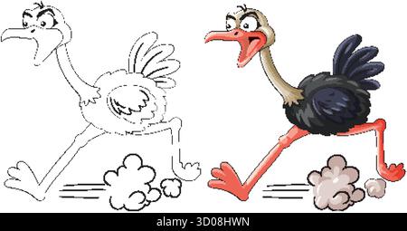 Energiegeladener Strauß mit lebhaften Farben und dynamischen Linien, die Bewegung und Spannung betonen. Stock Vektor