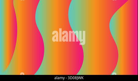 Bunte, wellige Linien verschmelzen sich zu einem glatten, lebendigen abstrakten Muster. Stock Vektor