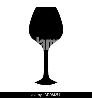 Die schwarze Silhouette eines Weinglases hebt sich vor einem schlichten Hintergrund hervor und fängt die Essenz feiner Speisen und Feiern ein. Dieses Design symbolisiert s Stock Vektor