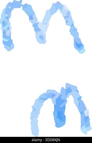 Blaue Weihnachten abstrakte Form Vektor Buntstift Illustration. Festliche saisonale Elemente in handgezeichnetem, naivem Farbstift, isoliert auf weiß. Stock Vektor