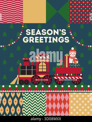 Weihnachtszug festliche Grußvektor Stock Vektor