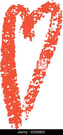 Handgezeichnetes rotes Herz mit Kreide- und Buntstift-Muster, strukturierter Oberfläche und rauen Pinselstrichen. Stock Vektor