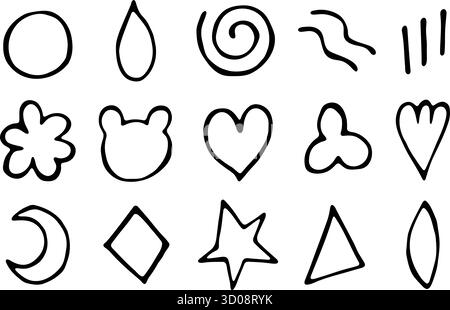 Hand gezeichnete Vektor-Kritzelelemente Set schwarze Strichkunst Stock Vektor