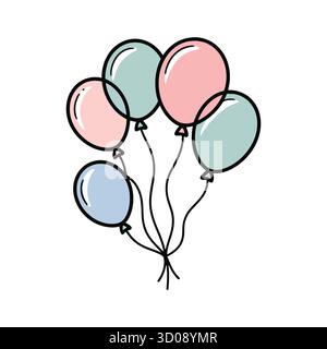 Pastellfarbene Ballons bündeln schwimmende festliche Feier Party Dekorationen Illustration Stock Vektor