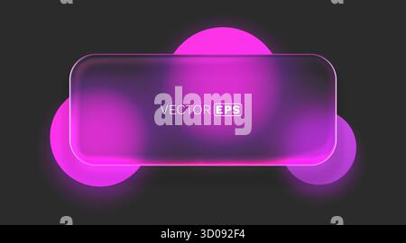 Moderner Neonrahmen mit verschwommenen Kreisen auf dunklem Hintergrund. Ein stilvolles abstraktes Designelement. Vektorabbildung Stock Vektor