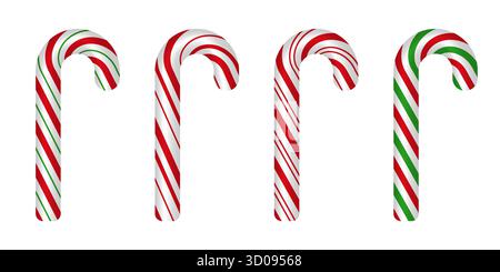 Weihnachtliche Dekoration mit weihnachtlichem Bonbonrohr und Pfefferminz-Lollypop im Winter Stock Vektor