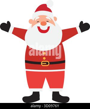 Weihnachtsillustrationen im Zeichentrickstil. Ein lustiger, glücklicher Weihnachtsmann, der winkt. Für Grußkarten und Weihnachtsbanner. Stock Vektor