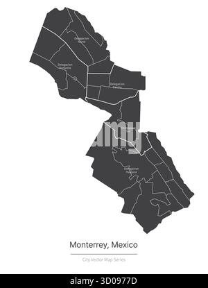 Karte von monterrey. Vektorkarte der Stadt in mexiko. Stock Vektor