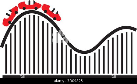 Symbol für Achterbahnstrecke. Einfache Illustration des Achterbahnvektorsymbols für Webdesign isoliert auf weißem Hintergrund Stock Vektor