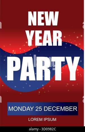 Silvester- und Weihnachtsfeier-Poster-Design. Disco-Nacht-Banner-Flyer. Einladung zum Neujahrsfest. Stock Vektor