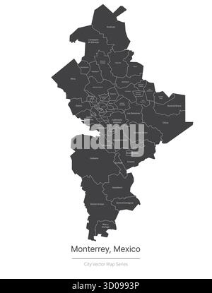 Karte von monterrey. Vektorkarte der Stadt in MEXIKO. Stock Vektor