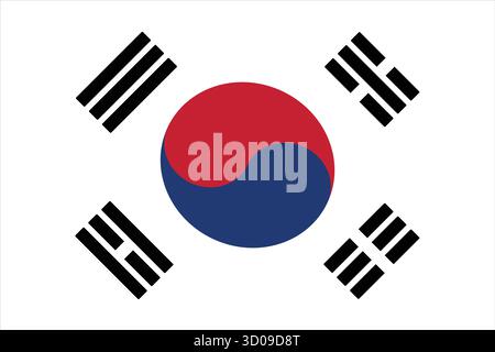Südkorea Flache Nationalflagge Vektor-Illustration. Ideal für redaktionelle, pädagogische und kreative Projekte. Stock Vektor