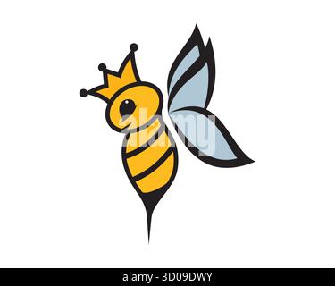 Einfache Fliegende Königin Biene Illustration Stock Vektor
