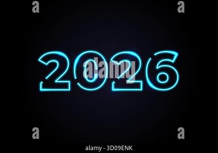 Leuchtendes Neon Happy New Year 2025-Schild im Vektorstil, perfekt für Urlaubsprojekte, festliche Banner, Grußkarten und festliche Designs Stock Vektor