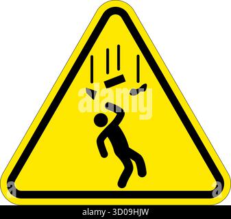 Klassische Gefahr fallende Objekte Gefahrenwarnschild in gelbem Dreieck Symbolvektor isoliert auf transparentem Hintergrund Stock Vektor