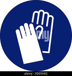 Klassische Arbeitshandschuhe Handschutz erforderlich Warnung Achtung Gefahrenschild im blauen Kreis Symbol Vektor isoliert auf transparentem Hintergrund Stock Vektor