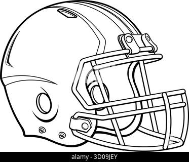 Einfacher klassischer american Football Gridiron Helm Umrisslinie Zeichnung Symbol Logo schwarz-weiß Silhouette Vektor isoliert auf transparentem Hintergrund Stock Vektor