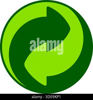 Klassischer genauer korrekter grüner Punkt rund Recycling-Logo-Symbol-Vektor isoliert auf transparentem Hintergrund Stock Vektor
