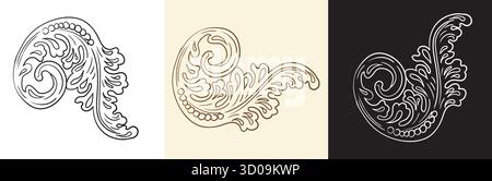 Swirl Damast Design Elemente verzierte Motive Vektor Illustration Stock Vektor