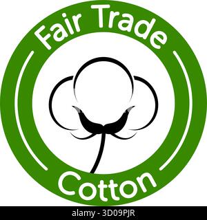Einfaches klassisches Fair-Trade-Baumwolllogosymbol im grünen Kreis Motiv Label Vektor isoliert auf transparentem Hintergrund Stock Vektor