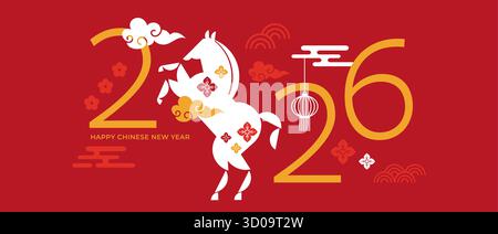 Vertikaler Hintergrund des Lunar-Neujahrs, Banner, Vorlage für Social-Media-Geschichten. Chinesisches Neujahr 2024, Jahr des Drachen. Geometrischer moderner Vektorstil Stock Vektor