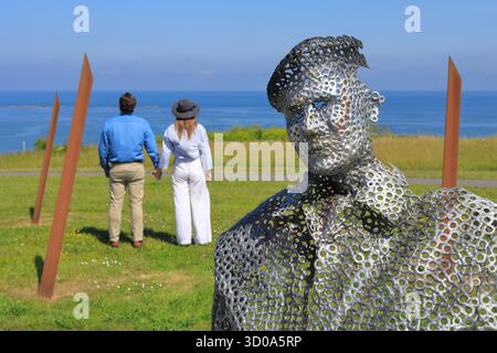 Frankreich, Calvados (14), Arromanches-les-Bains, Garten der Erinnerung (D-Day Garden), gewidmet britischen Soldaten, die an den Landungen in der Normandie teilgenommen haben Stockfoto