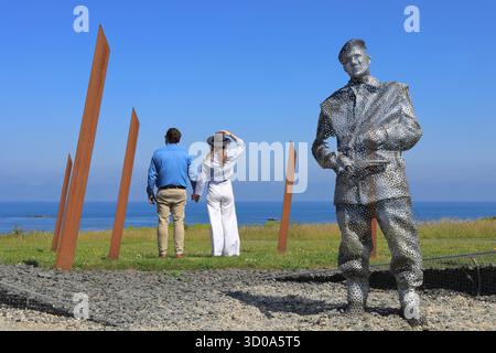 Frankreich, Calvados (14), Arromanches-les-Bains, Garten der Erinnerung (D-Day Garden), gewidmet britischen Soldaten, die an den Landungen in der Normandie teilgenommen haben Stockfoto