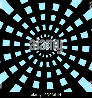 Abstrakte Radial Tunnel Illusion mit blauen Rechtecken Vektor Illustration Stock Vektor